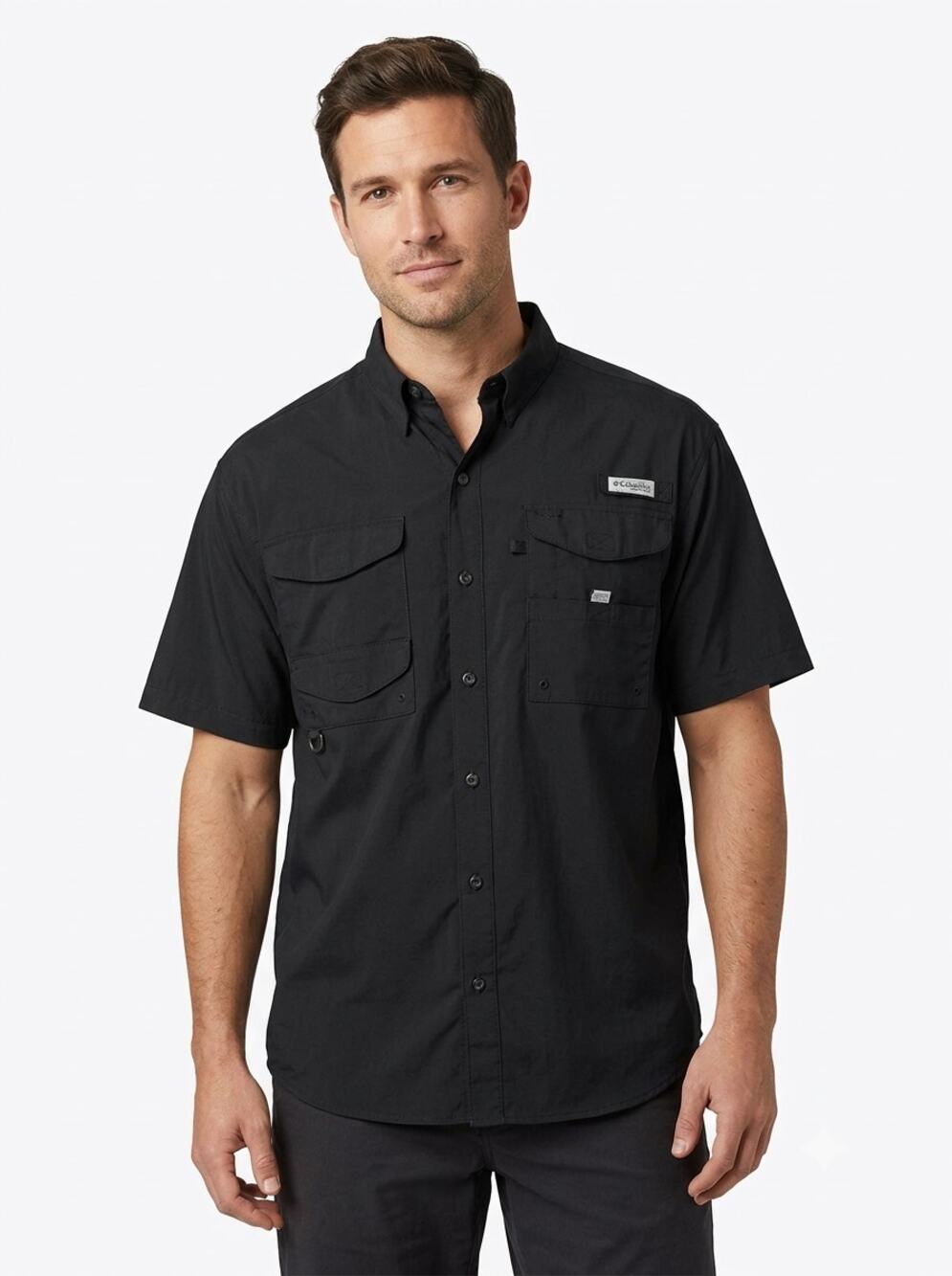Columbia PFG Bonehead Shirt Mens L Black Ghost & Fight Club Embroidered Design